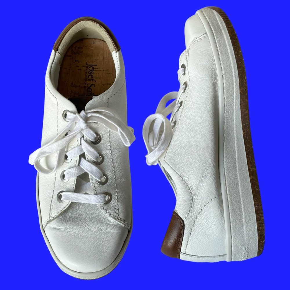 Josef Seibel Kim Comfort Shoes Size 6 Cork Insoles Lace-ups White Leather EUC